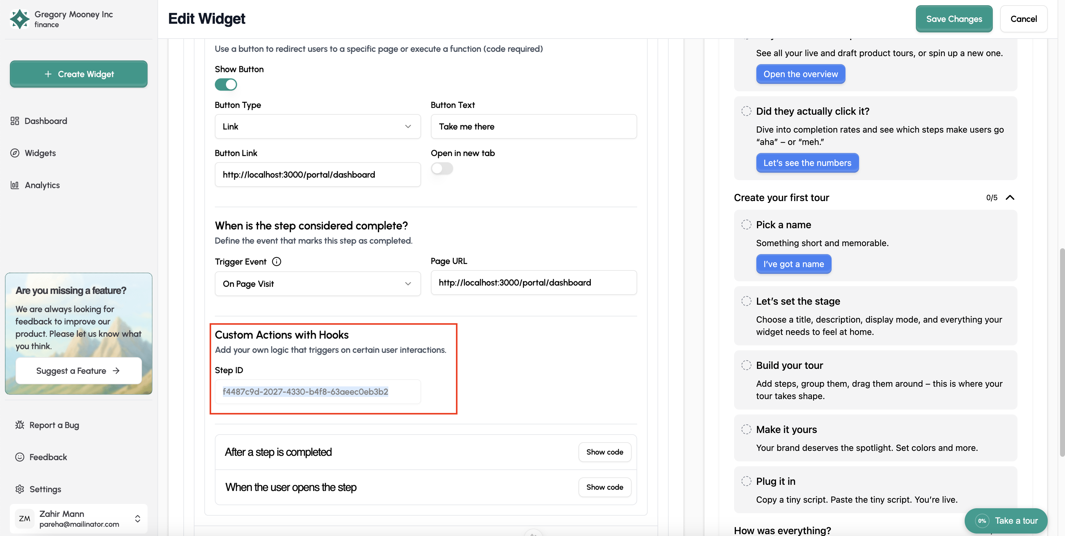 Where to find the Step ID